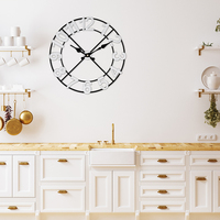Reloj de Pared Colgante de Metal Rústico con Patrón Geométrico Abstracto, Funciona con Batería, 20 Pulgadas, Agujas Blancas, Estilo Antiguo, Venta al Por Mayor