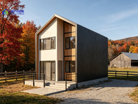 100 ㎡   Villa modulaire de résidence rurale, alimentée à l'énergie solaire, insonorisée et isolée thermiquement