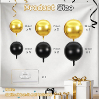 Ballons en feuille d'aluminium 4D ronds or et noir de 22, 15 et 10 pouces, sphères miroir pour décorations de plafond de fête de remise des diplômes, mariage et anniversaire