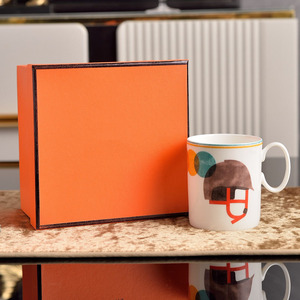 Artistic Geometric Color Block <b>Ceramic</b> Coffee <b>Cup</b> Household Water <b>Cup</b> Mug Geometric Contrasting Bone China A Great Gift - Product Image 2