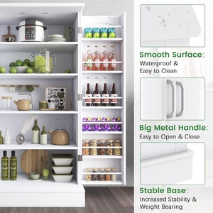 Blanco Independiente Buffet Armarios de almacenamiento de alimentos Aparador Madera Comedor Cocina <span class=keywords><strong>Despensa</strong></span> Gabinete - Product Image 5