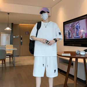 بدلة رياضية كاجوال جديدة للرجال للصيف من ANSZKTN من مادة القطيفة بأكمام قصيرة نسخة فضفاضة بتصميم متعدد الاستخدامات - Product Image 4