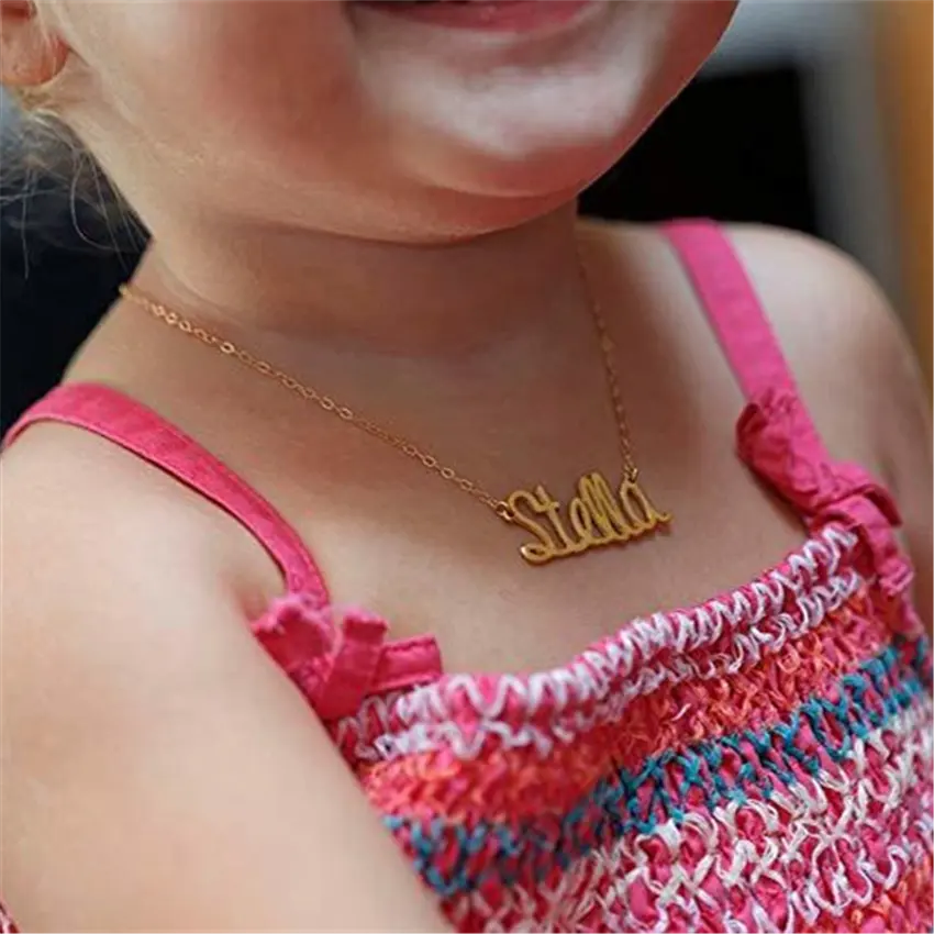 Collier personnalisé avec nom de bébés et enfants, bijoux en acier inoxydable plaqué or, livraison directe