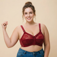 Soutien-gorge minimisant sans armatures et sans rembourrage pour femmes, grande taille, couvrance totale, en dentelle transparente, ultra fin, bonnets B C D E F G