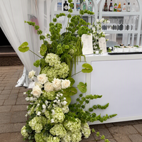 Dekorasi Bunga Gantung Buatan Warna Putih Hijau untuk Pernikahan, Hydrangea Anthurium, Hiasan Floral untuk Acara, Latar Belakang Meja Bar