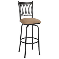 Tabouret de bar ovale à dossier enroulé avec coussin en lin, cadre en fer thermolaqué de 30 pouces, coussin amovible pour restaurant et hôtel Uetco