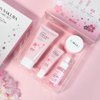 Marque Blanche Kit de Voyage Sakura du Japon Ensemble de Soins de la Peau Gamme Complète Crème Hydratante Beauté du Visage Produits à la Fleur de Cerisier
