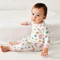Ensemble de pyjama personnalisé pour nouveau-né en bambou/élasthanne avec dentelle, style décontracté à manches longues pour filles avec poche sur la hanche