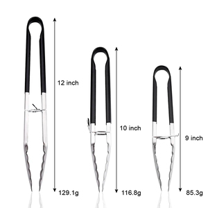 Ensemble de pinces de cuisine en acier inoxydable avec embouts en silicone pour ustensiles de cuisson antiadhésifs, pinces de barbecue élégantes et robustes - Product Image 2