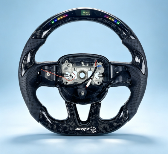 In Stock Custom Racing Carbon Fiber Steering Wheel for Dodge Charger Challenger Hellcat Charger Challenger SRT RT Napa Leather