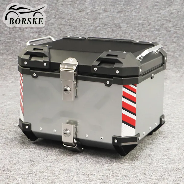 Factory Motorcycle Aluminum Top Case Motorbike Sliver Black Aluminum Rear Tail Box Alloy Top Box Motorcycle Storage Luggage Box