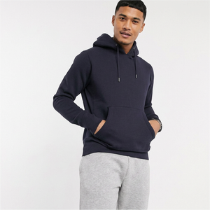 Men's <b>Plain</b> Dyed Stonewashed Fleece Breathable Quick Dry Sports Pullover <b>Hoodie</b> Polyester/Cotton Regular Fit Gray Front Logo - Product Image 1
