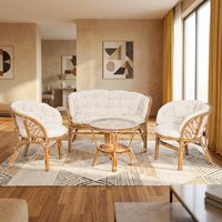 Ensemble de salon en rotin Bahama Skin Living, canapé et fauteuil confortables avec table basse, meubles élégants et durables tissés à la main pour l'intérieur