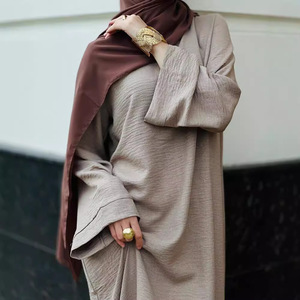 Robe automne hiver pour femmes musulmanes vêtements abaya en lin élégants de Dubaï Turquie - Product Image 1