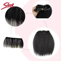 Lot de 3 mèches de tissage lisses Kinky Yaki péruviennes, noir naturel, brun 4 #   Extensions de cheveux Remy courtes à pointes pleines à coudre, couleur plus foncée, Chine continentale