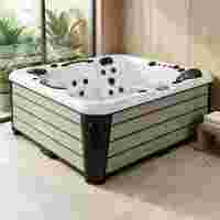 Jacuzzi Redondo de Hidromasaje para 4 Personas, Moderno, de ABS, para Exteriores, Uso en Villas