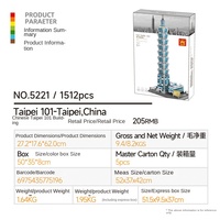 Modèle du bâtiment 101 de Taïwan-Chine en plastique ABS, échelle 1:48, ensemble de 40 blocs de construction, thème bâtiments modernes Vanger, jouet modèle