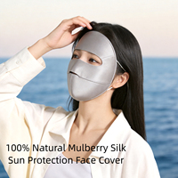 Masque facial de protection solaire en soie de mûrier 100% 16 Momme, protection UV, grandes ouvertures respirantes, lavable, en stock, OEM/ODM disponible