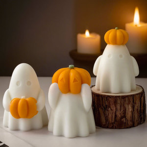 Cross-Border Ghost Scented Candle Mold <b>DIY</b> Halloween Pumpkin Ghost Decor Plaster Craft <b>Kit</b> <b>DIY</b> Halloween Decor - Product Image 3