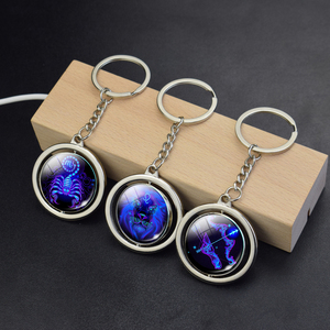 Llavero de Metal con Cristal Giratorio de Alta Calidad con Diseño de los 12 Signos <span class=keywords><strong>del</strong></span> Zodiaco en Cúpula de Cristal - Product Image 2