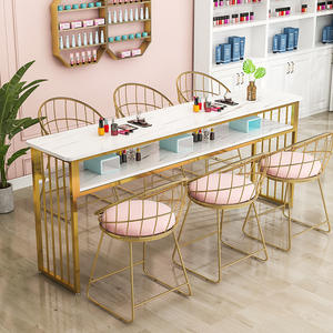 Table roulante pliable en <span class=keywords><strong>marbre</strong></span> rose de luxe moderne pour salon de <span class=keywords><strong>manucure</strong></span>, équipement de spa, mobilier en métal pour utilisation en centre commercial - Product Image 3