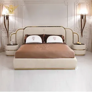 Meubles de chambre à coucher de luxe, lit Double, lit en tissu de grande taille, léger et personnalisé