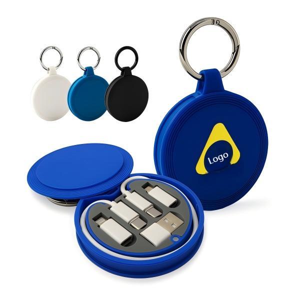 Eco Friendly Wheat Straw 3 in 1 Type-C Fast Charging Cable Set TPE Multifunction ABS Storage Box Multi Port Charger Custom Logo