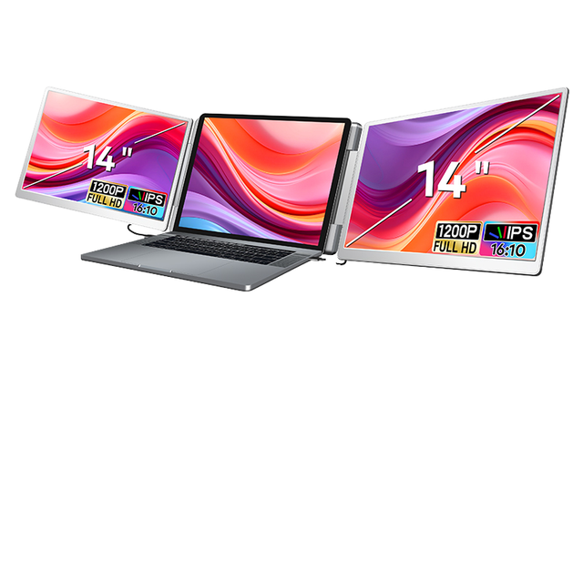 14 Inch IPS Portable Monitor Easy Vertical Flip Super Light Easy Carry Widely Compatible Triple Dual Screen Extender 1200P