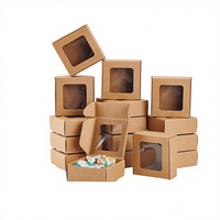 Boîte à fenêtre en papier kraft pliable avec logo personnalisé, petit emballage carré en carton pour lunettes, idéal pour les cadeaux de mariage et d'anniversaire