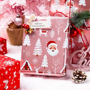 Pink Christmas <b>Wrapping</b> <b>Paper</b> 17x33 Feet Reversible Santa Snowy Forest Design Metallic Foil Gift Wrap - Product Image 6
