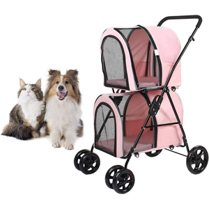 Carrito grande <span class=keywords><strong>de</strong></span> 4 ruedas <span class=keywords><strong>de</strong></span> lujo para correr, carrito <span class=keywords><strong>de</strong></span> viaje para mascotas, cochecito doble para perros gemelos para gatos <span class=keywords><strong>deportivos</strong></span>, 2 perros - Product Image 6