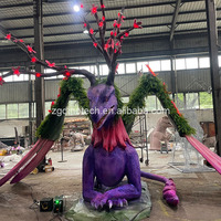 Modèles animatroniques de créatures mythologiques autour de plantes et de fleurs pour les expositions de grands animaux en plein air dans les parcs et les décorations