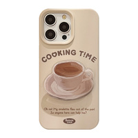 Support de téléphone portable antichoc en polyuréthane thermoplastique, style rétro multi-marques, design 'Cooking Time', avec motif tasse à café et support à dessert