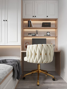 Light Luxury Tufted <b>Swivel</b> <b>Chair</b> Velvet Accent Armchair Adjustable Height Rolling <b>Office</b> Seat for Living Room - Product Image 3