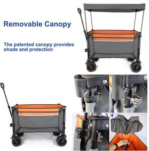 Chariot pliant à baldaquin amovible-Chariot robuste avec lit surdimensionné et pli compact - Product Image 3