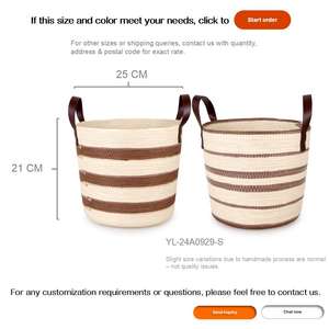 Panier à <span class=keywords><strong>linge</strong></span> en <span class=keywords><strong>corde</strong></span> de papier avec poignées en cuir, écologique, durable, grand format, pour l'organisation de la maison, décoration nordique, vente en gros, ODM - Product Image 3