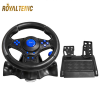 Volante de Carreras 3 en 1 con Doble Vibración, Controlador de Juego con Joystick y Soporte para PC/PS2/PS3