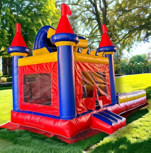 Castello Gonfiabile con Scivolo d'Acqua, Struttura Gonfiabile Rossa Combinata, Castello Rimbalzante Commerciale per Bambini - Product Image 2