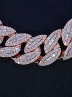 Cadena de eslabones cubanos de moissanita de 18 mm de gran venta, corte baguette helado VVS, pasa la prueba del diamante, incluye bolsa, chapado en oro de 14k y 10k