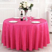 Nappe ronde jacquard damassée faite à la main à motif floral en polyester tissé pour la maison, les mariages, les buffets, les fêtes et les centres de villégiature