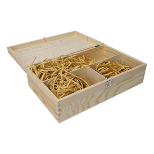 2er Pack Holz Wein kiste für Einzel flasche Unfertige Holz Nautische <span class=keywords><strong>Box</strong></span> für Wein Naturholz Fall mit Griff für Bastel geschenke - Product Image 4