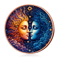 Moneda de Cobre Puro 999 al por Mayor, 1oz, Moneda Conmemorativa de Cobre con Diseño de Luna, Sol, Estrella y Galaxia, para Regalo