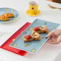 Assiette rectangulaire en céramique motif légumes de dessin animé, vaisselle pour enfant en porcelaine fine, plat de service pour steak et fruits, pour repas d'enfant, maison et cuisine