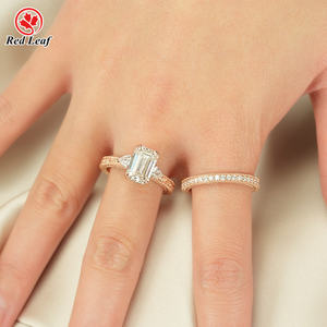 रेड लीफ 10k 14k 18k सोने की अंगूठी सेट-1ct 2ct 3ct 3ct 2ct 3ct 3ct के साथ सेट किया गया हीरा सगाई की अंगूठी - Product Image 3