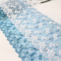 Dentelle Élastique Broderie Extensible 20cm Tissu Dentelle Noir Vintage Broderie Florale pour Lingerie Féminine