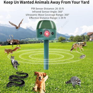 Repelente Ultrasónico Solar para Animales para Jardín, 5 Modos, Repelente para Exteriores con Sensor de Movimiento, Luz Intermitente - Product Image 3