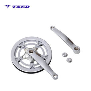 Pédalier <span class=keywords><strong>VTT</strong></span> à 4 pans cannelés 3/32"x44Tx170mm en acier CP, pédalier large type Fish avec plateau argenté et protection extérieure - Product Image 3