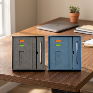 Set de Regalo de Cuaderno de Cuero PU Estilo Ejecutivo y Bolígrafo Metálico con Tapa Grabada en Caja - Producto Promocional para Oficina - Product Image 3