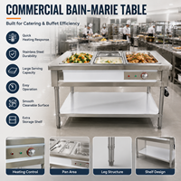 3 Pan Komersial Pemanas Makanan Listrik dengan Rak Bawah Stainless Steel, Tugas Berat untuk Dapur Restoran