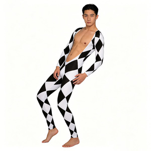 Costume de scène Star's Edge Freddie Mercury Cosplay, combinaison noire et blanche, Harlequin Queen Rock Band - Product Image 4